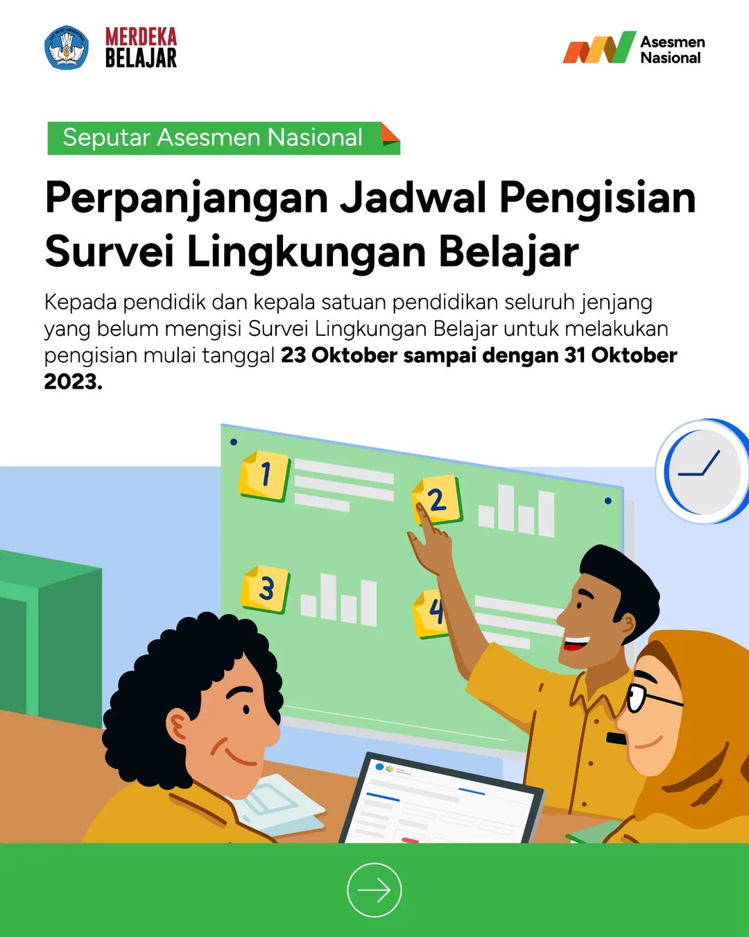 Perpanjangan Jadwal Pengisian Survei Lingkungan Belajar